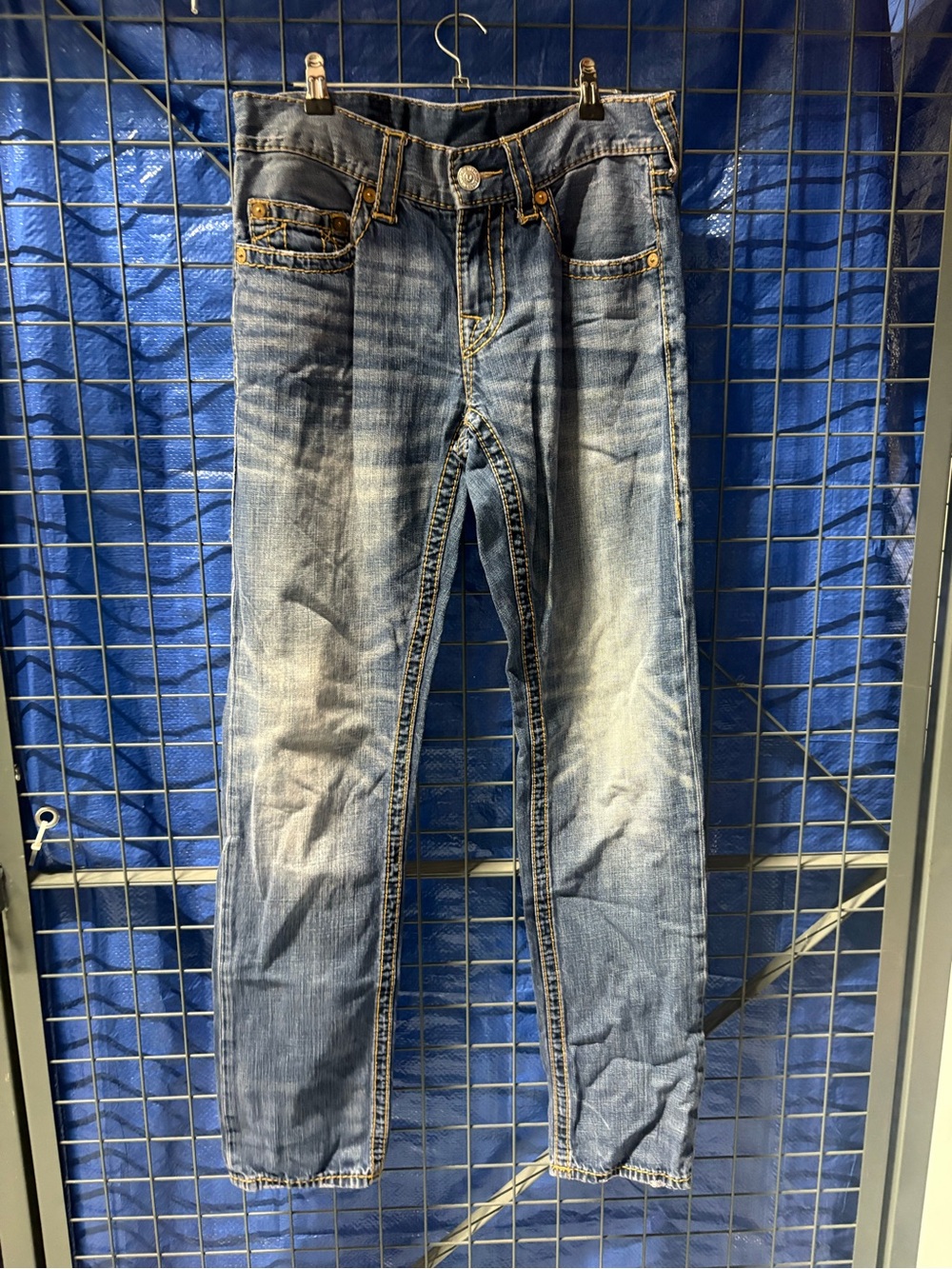 True Religion Blue Denim Jeans with Contrast Stitching - Picture 3 of 5